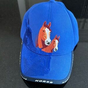 Equestrian themed Velcro strap back hat. Unisex.